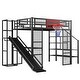 preview thumbnail 17 of 22, Industrial Full Size Loft Bed with Basketball Hoop, Slide & Stairs, Heavy Duty Metal Loft Bed Frame with Shelf, Desk & Wardrobe