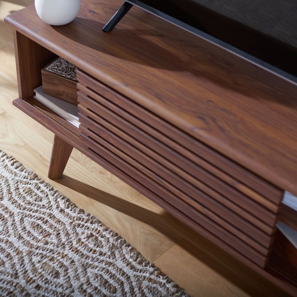 SAFAVIEH Shenna Walnut 47-inch Storage Media TV Stand - 47" W x 15" L x 19" H - 46Wx15Dx19H