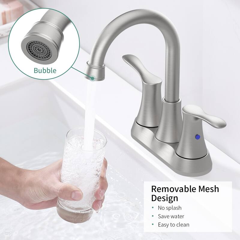 Modern 2 Handle 360 Degree Swivel Bathroom Vanity Sink Faucet with Pop Up Drain and Supply Line, Ceramic Valve Cartridge