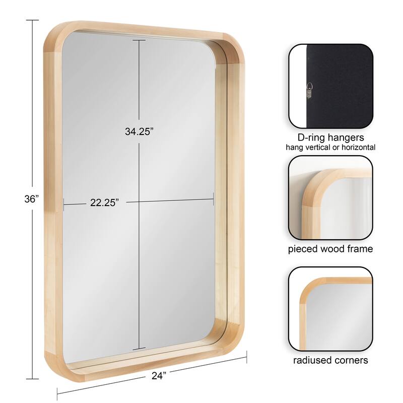 Kate and Laurel Hutton Wood Framed Radius Rectangle Mirror