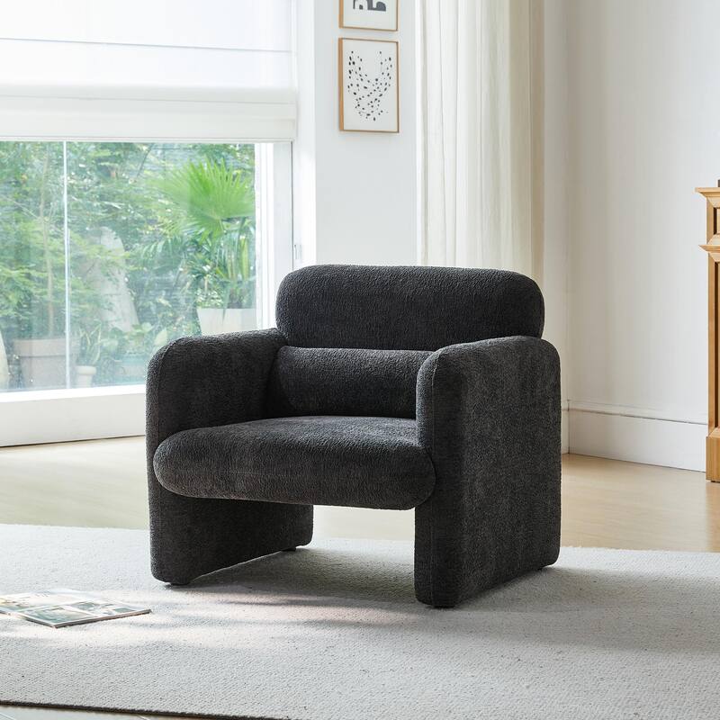 Accent Chair, Curved Back Single Armchair, Plush Upholstered