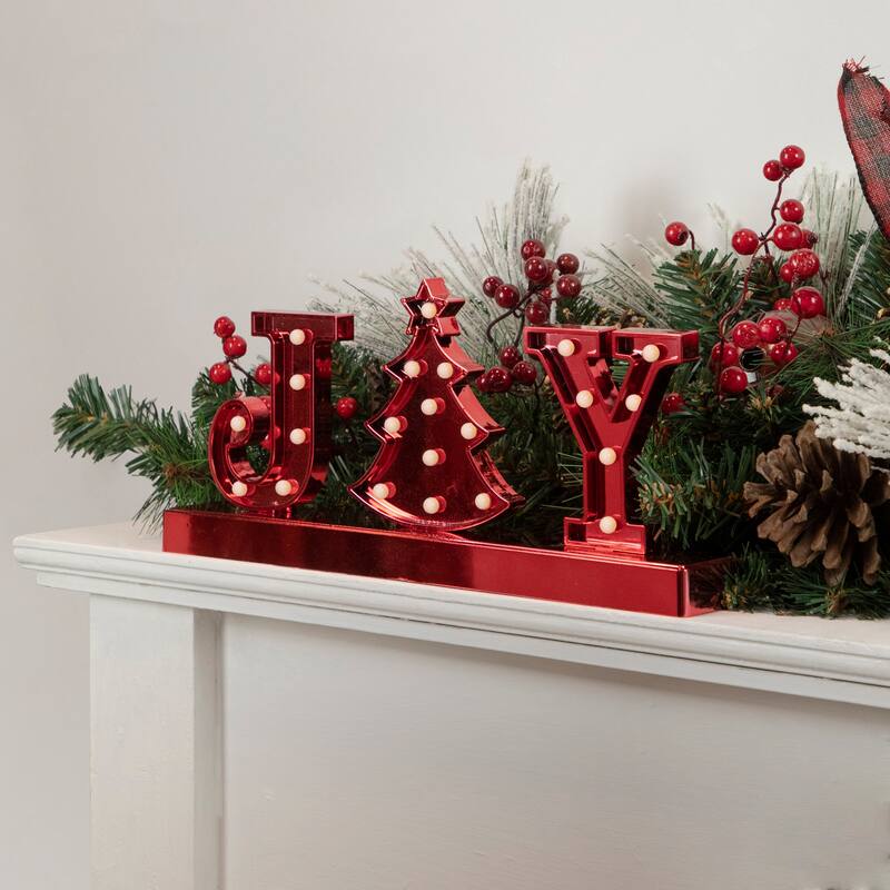 6.5" LED Lighted Red 'Joy' Christmas Marquee Sign