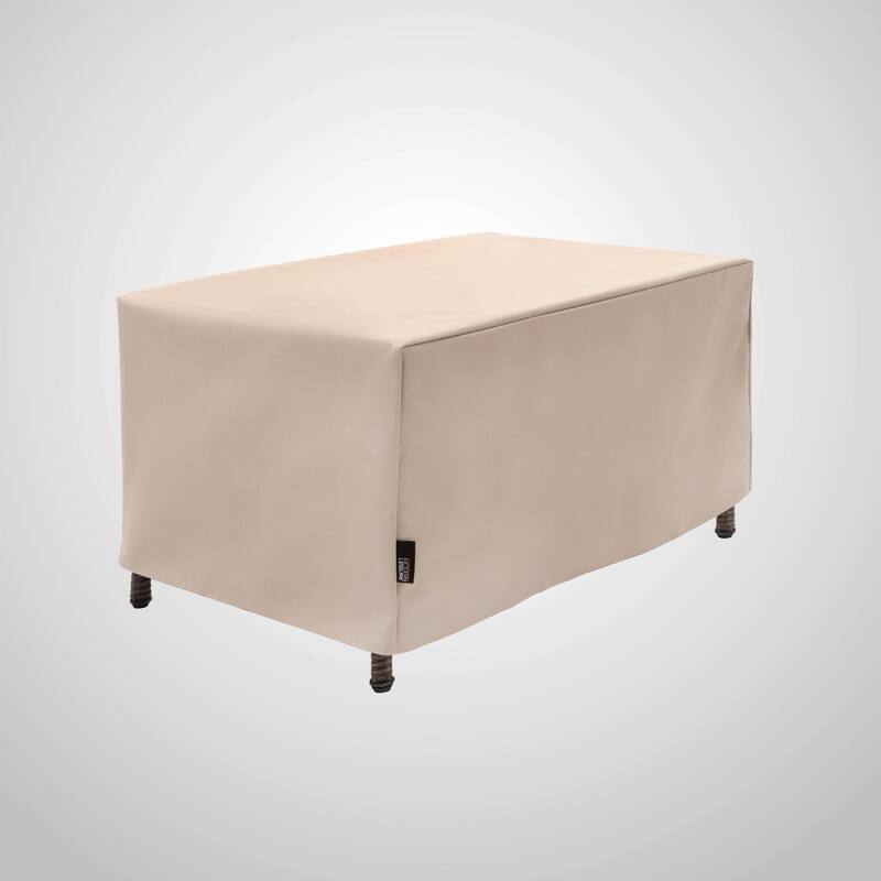 Modern Leisure Basics Patio Ottoman/Coffee Table Cover, 37"L X 22"W X 17"H, Beige - 37"L x 22"W x 17"H