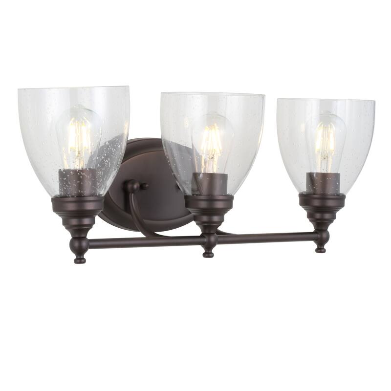 Magnolia Metal/Glass LED Vanity, by JONATHAN Y - 3-Light - Oil Rubbed Bronze