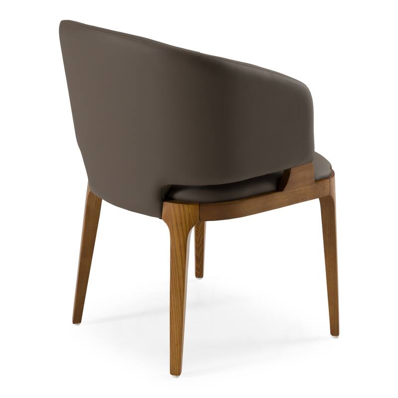 Modrest Baskin Brown and Walnut Arm Dining Chair