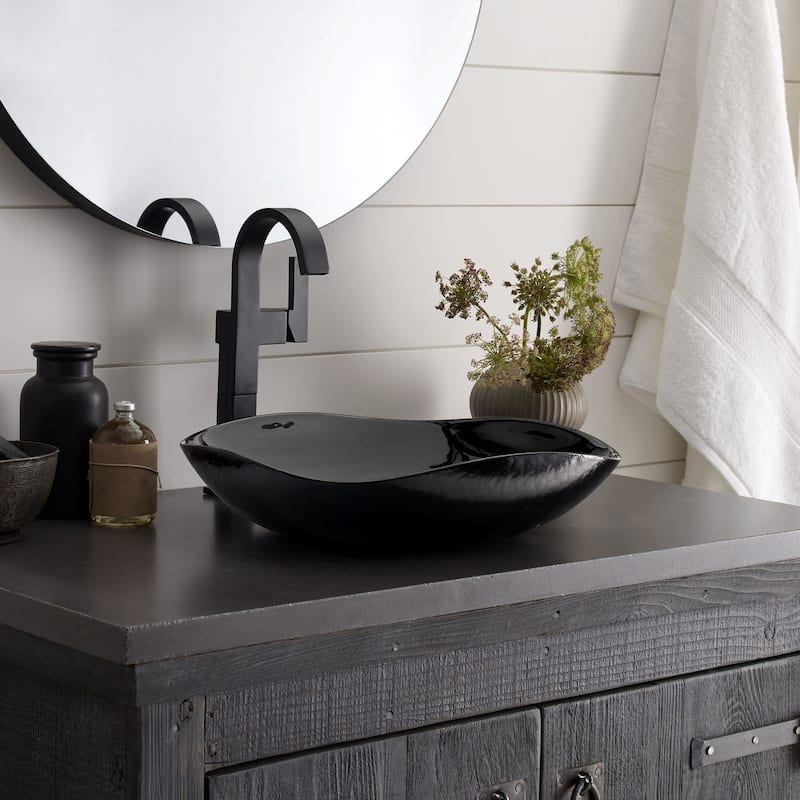 Native Trails Murano 14-3/4" Square Glass Vessel Bathroom Sink - Abyss