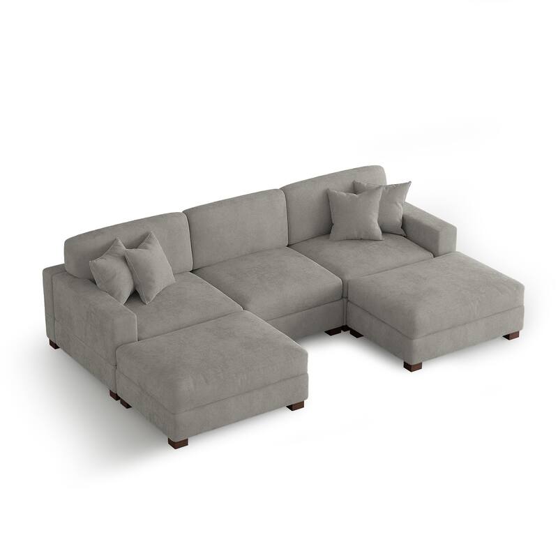 Modern Chenille Oversized Modular Sectional Sofa with 2 Ottoman