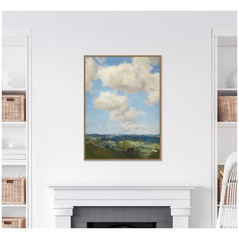 Kate and Laurel Summer Morning circa 1910 Charles Harold Davis by Nostalgia Prints Framed Canvas Wall Art Print