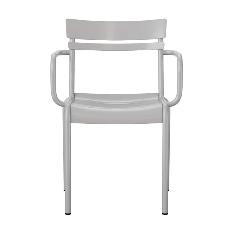 2PK Modern Commercial Grade 2 Slat Indoor/Outdoor Steel Stack Chairs