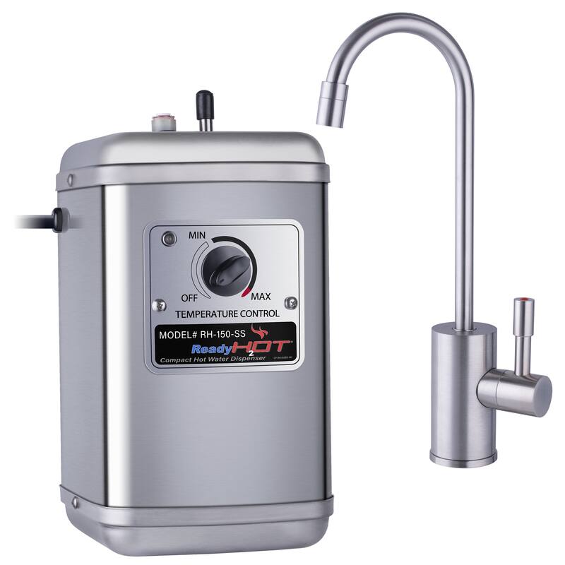 RH-150 Instant Hot Water Tank with Single Lever Polished Chrome Faucet - Hot Only - Brushed Nickel