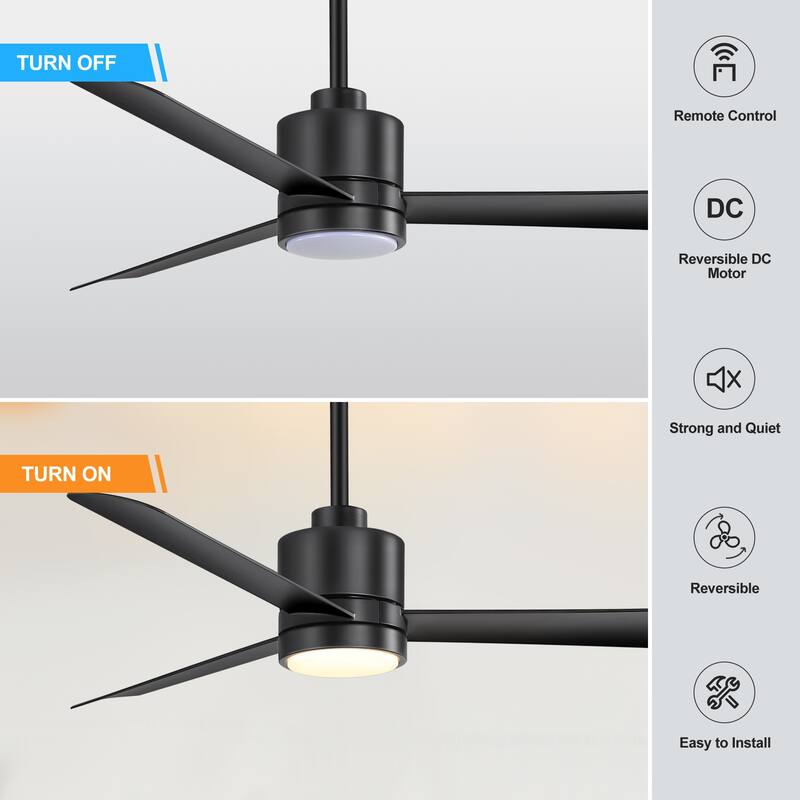 52-In LED Black/White/Gold Ceiling Fan with Light and Remote Control