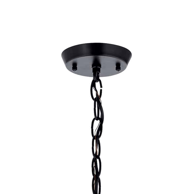 Kichler Lighting Kennewick 3-Light Chandelier Black with White Fabric Shade