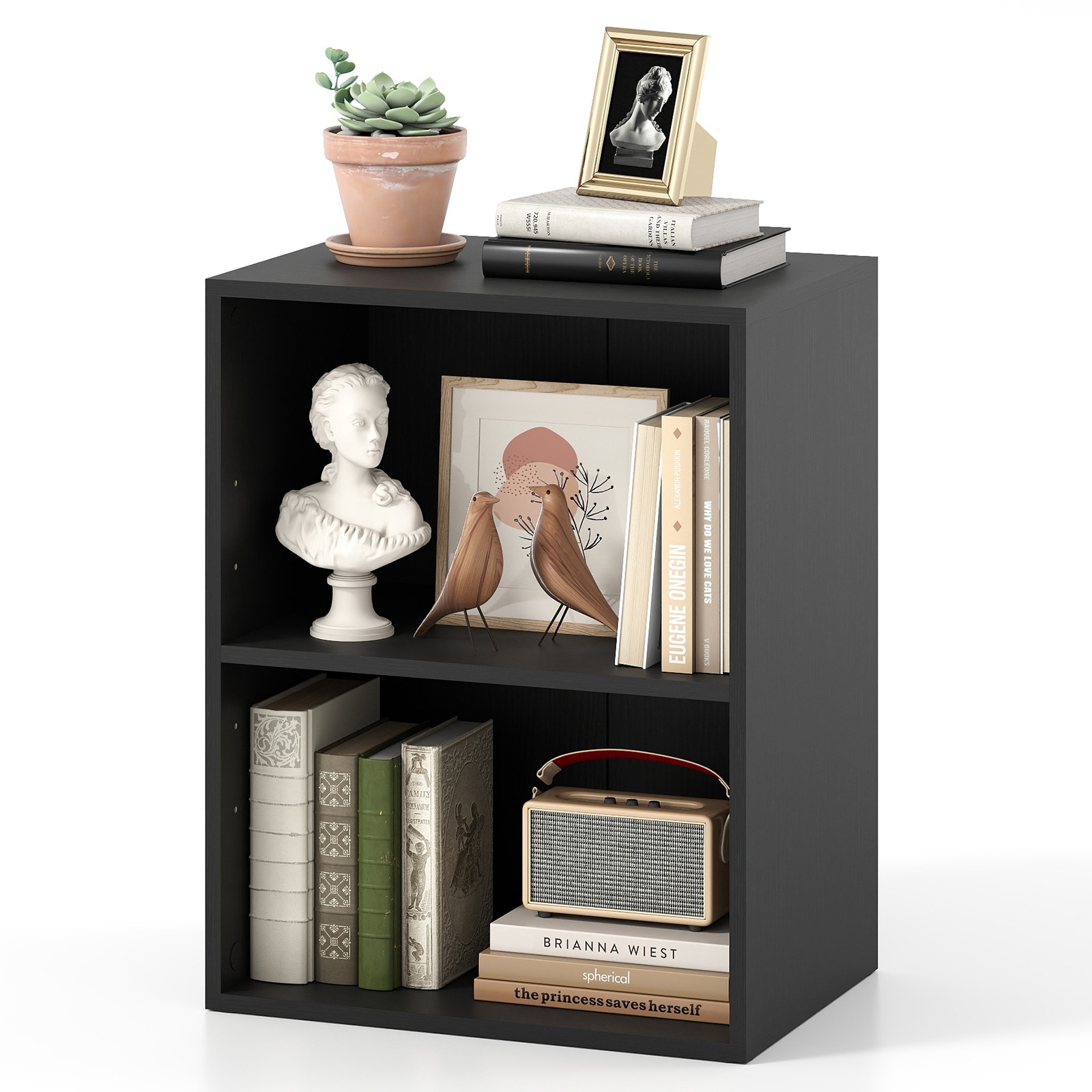 Costway 2-Cube Bookcase with 5-Position Adjustable Shelf, - See Details