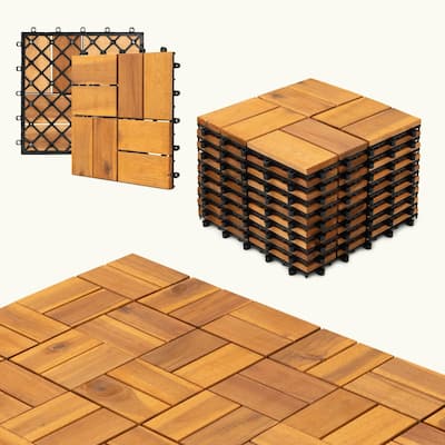 27pcs Interlocking Deck Tiles, 11.8"x11.8" Interlocking Decking Tile Outdoor All Weather Use, Waterproof Patio Pavers