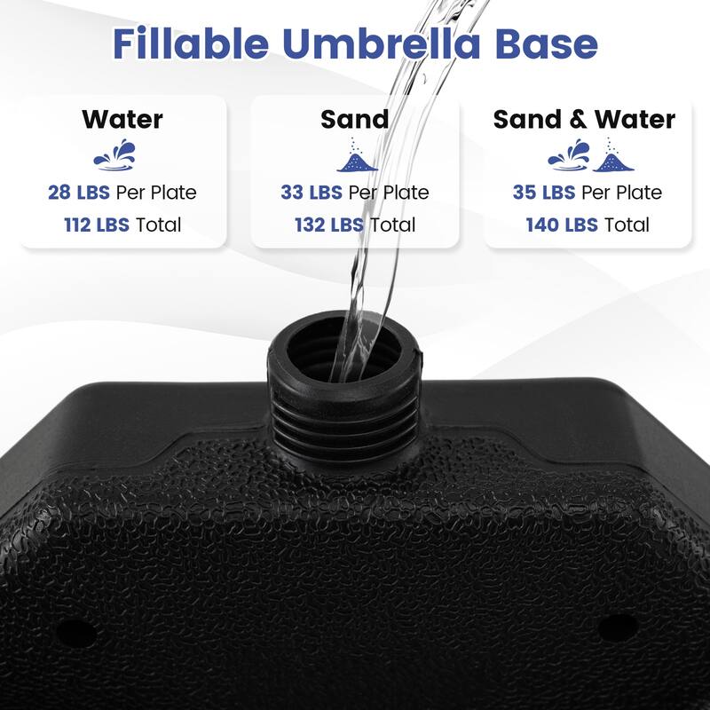 Gymax 4-Piece 140 LBS Water or Sand Filled Round Weight Plate Set