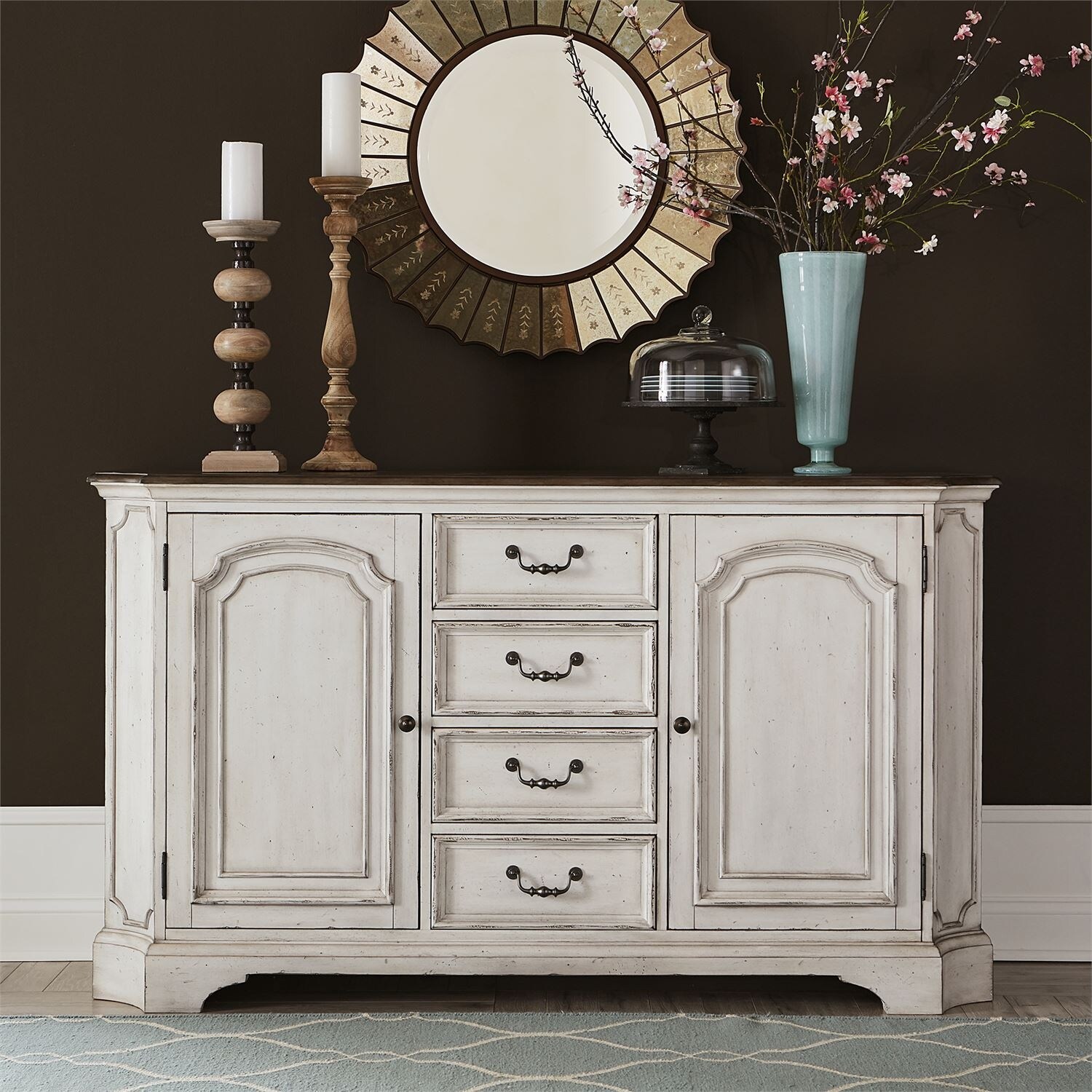 Shop Abbey Road Porcelain White 4 Drawer Buffet On Sale