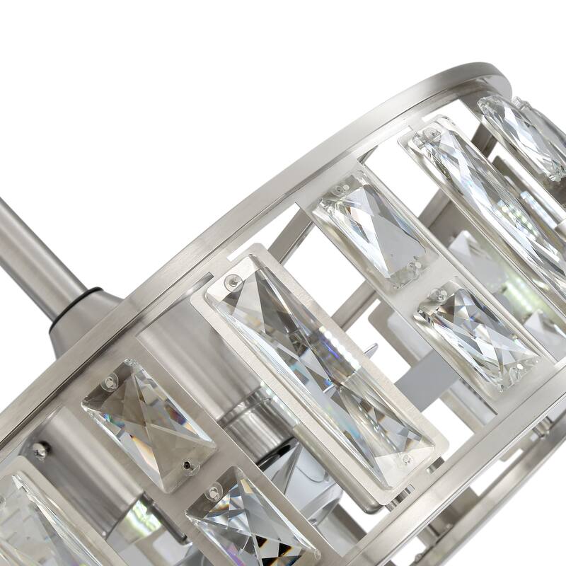 20" Caged Ceiling Fan with Crystal Light Remote Control, Bladeless Chandelier - 20 Inch
