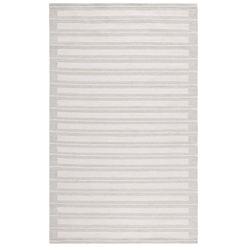 SAFAVIEH Handmade Kilim Chuan Farmhouse Stripe Rug - 4' x 6' - Grey/Ivory