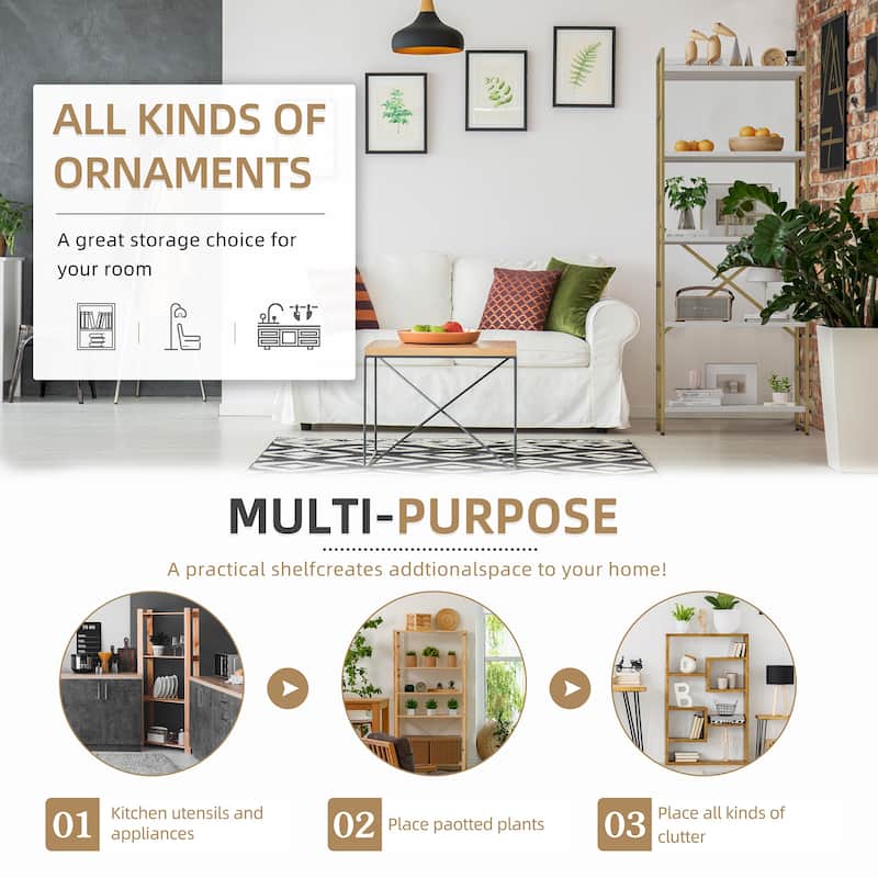 Futzca 5 Tier Storage Bookshelf