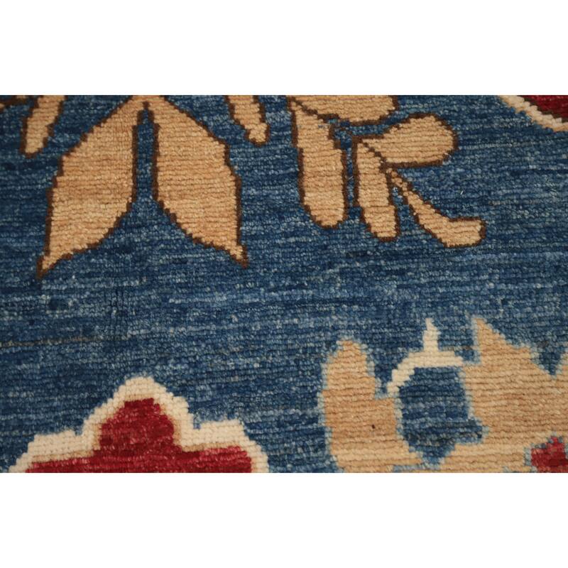 Hand Knotted Oriental 100% Wool Carpet Transitional Floral Navy Blue & Blues Oushak Area Rug - 10' 8'' X 8' 5''