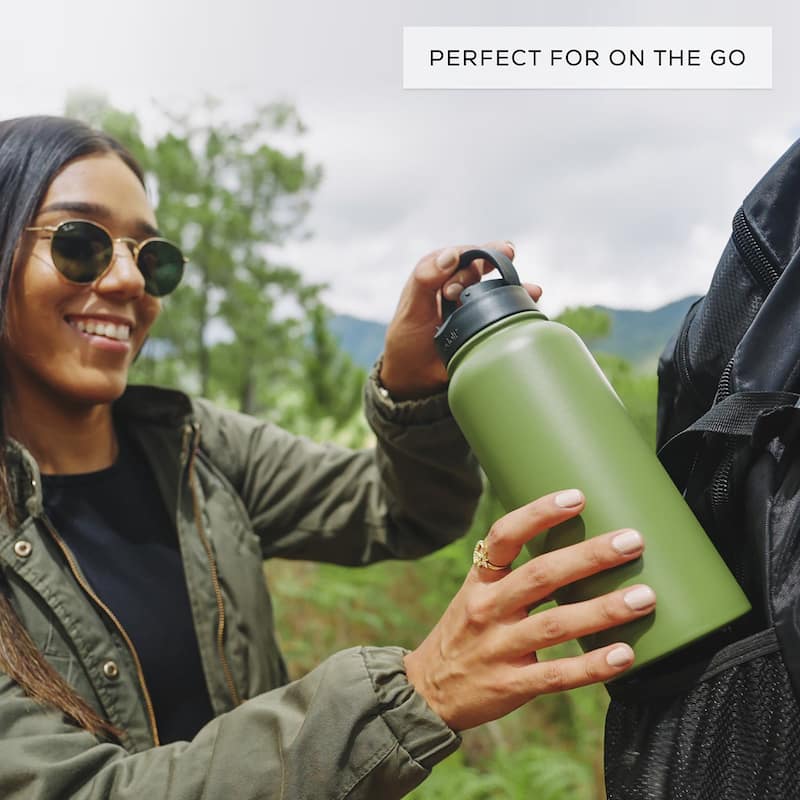 JoyJolt Vacuum Insulated Stainless Steel Water Bottle with Flip Lid & Sport Straw Lid - 32 oz