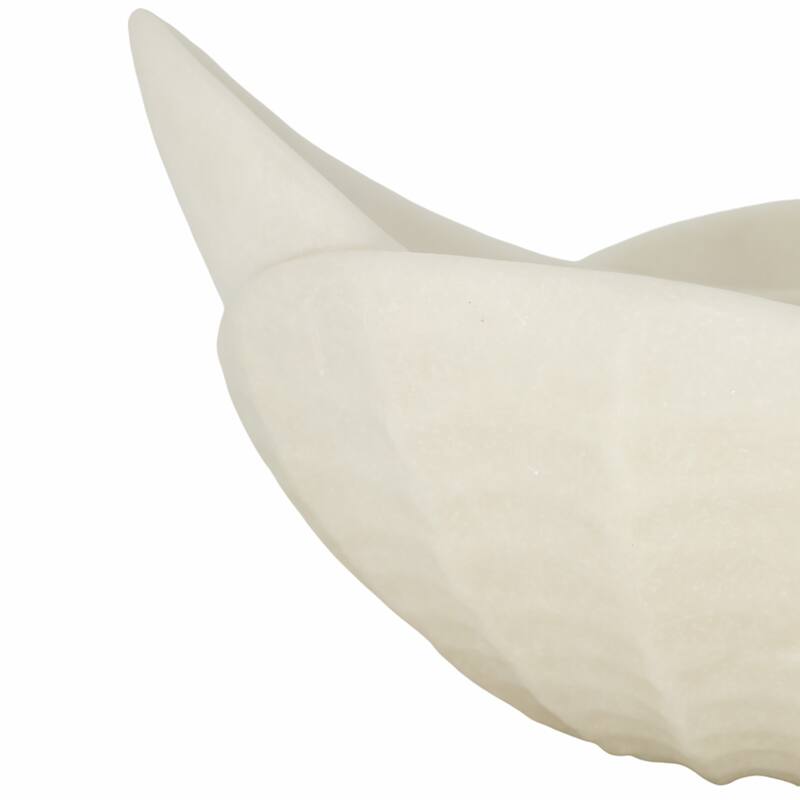 Sculptural Curved Edges Decorative Quartz Bowl-Home Decor - 17", White - 17.0"