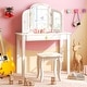 preview thumbnail 4 of 8, Gymax Kids Vanity Table Set Tri-Folding Mirror Pretend Play Dressing