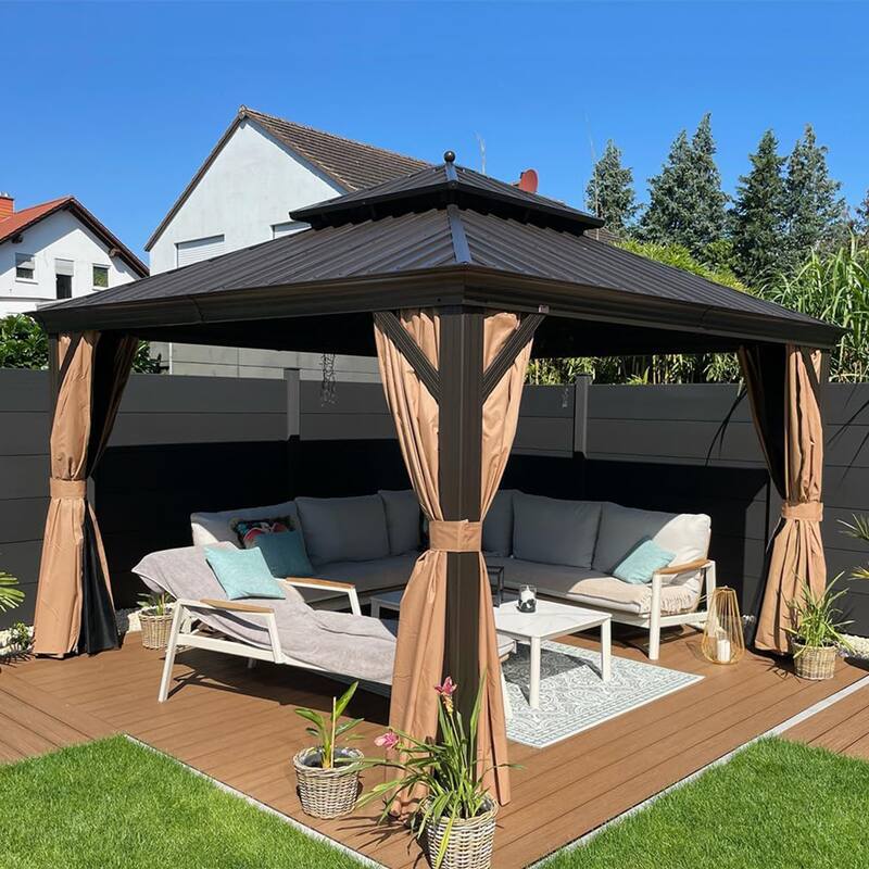 PURPLE LEAF Outdoor Gazebo Aluminum Frame Galvanized Steel Hardtop Gazebo