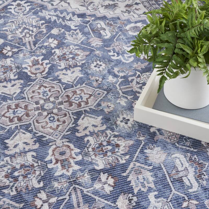 Quzaw Power Loomed Distressed Floral Area Rug By HomeRoots - 8' x 10'