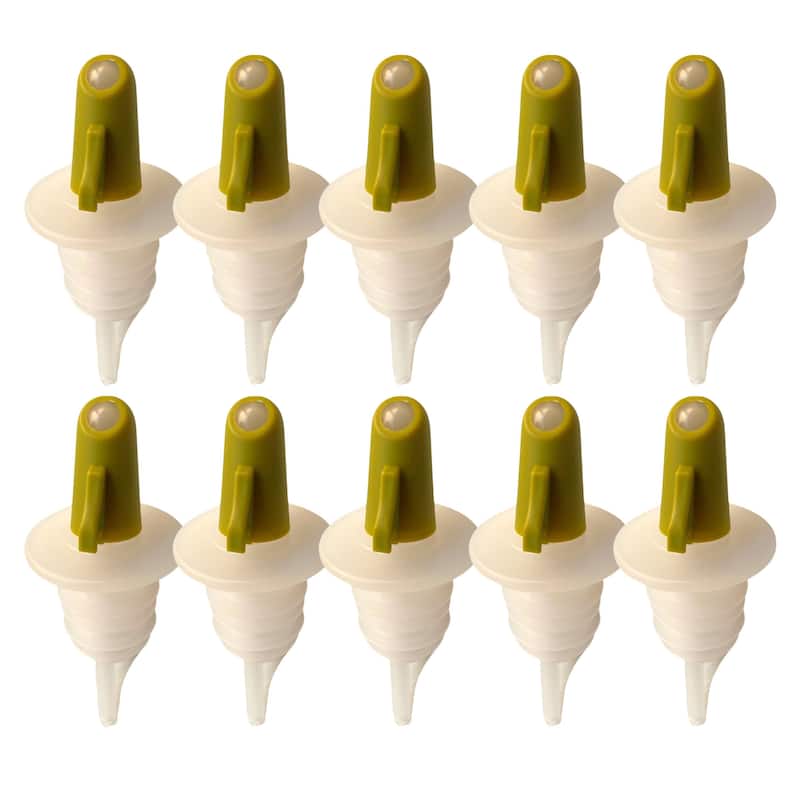 POURO Twist & Pour Resealable Bottle Pouring Spouts for Kitchen and Bar - Green 10PK