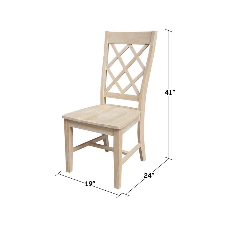 Set of Two Solid Wood Dining Chairs, Unfinished