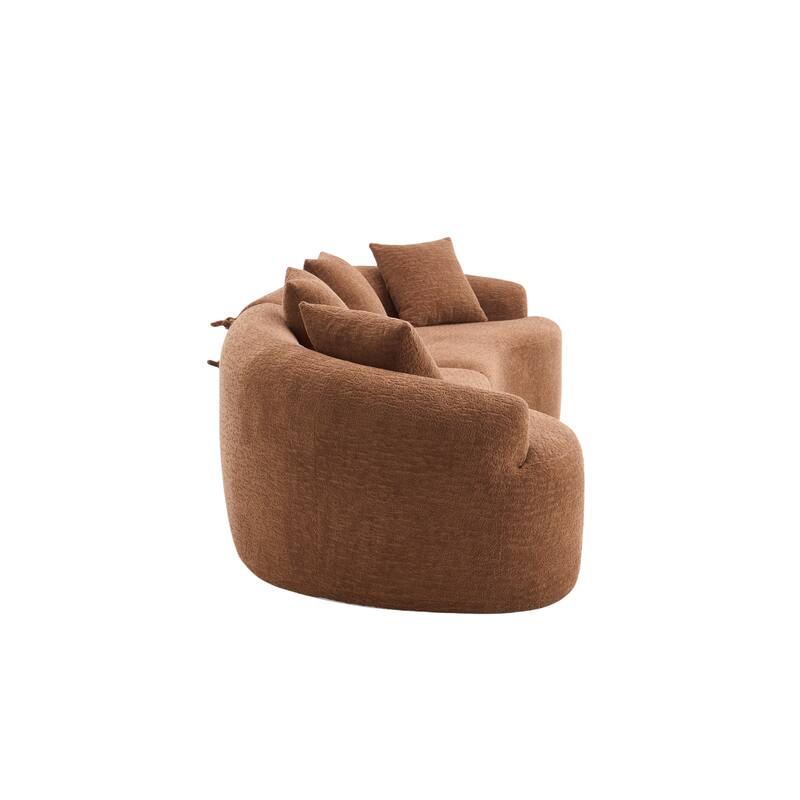 Chenille Floor Standing Curved Sectional Sofa Modular Lounge Sleeper Couch Full Compression Sponge Sofa with Pillows