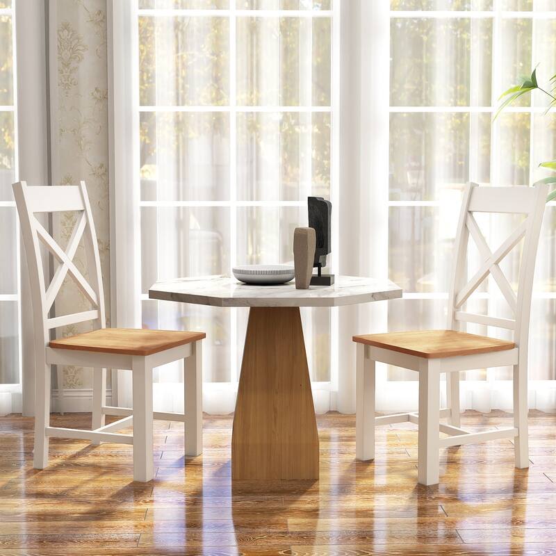 Gymax Modern Wooden Dining Chairs Set of 2 w/ High Back Rubber Wood