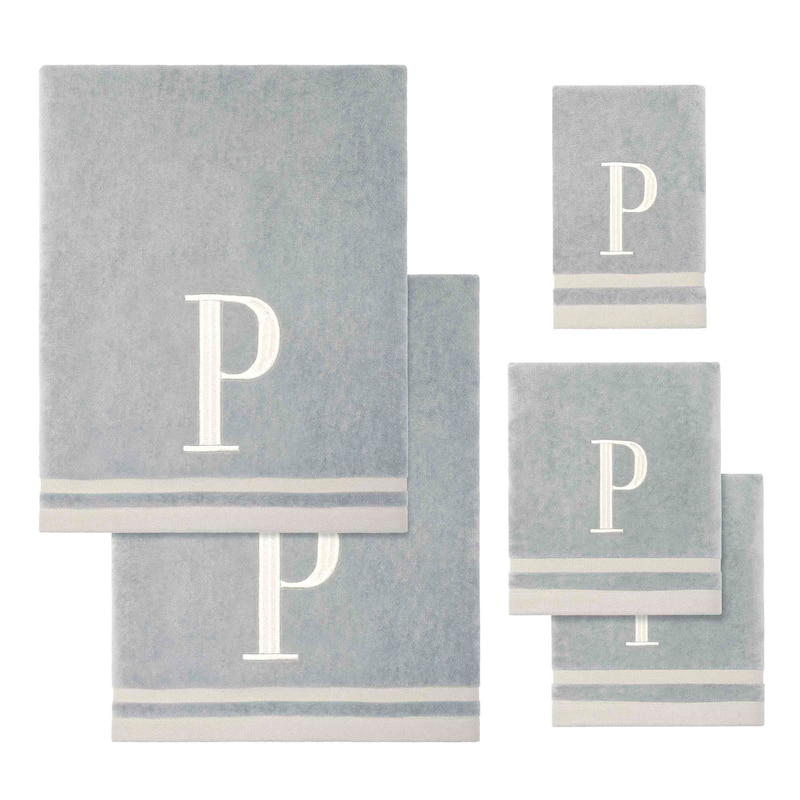 Avanti GRY/IVR Monogram 5-Piece Towel Set
