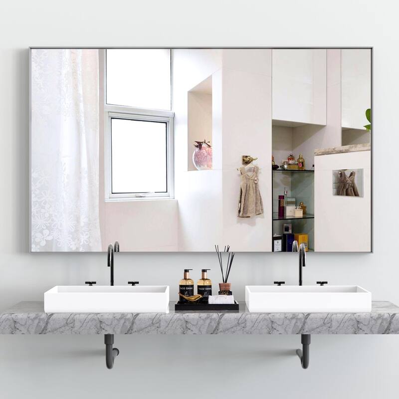 60 inches Rectangular Framed Wall Mounted Mirror with Removable Tray