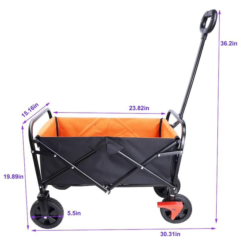 Anmytek Orange Black Mini Folding Brake Wagon Garden Shopping Beach Cart