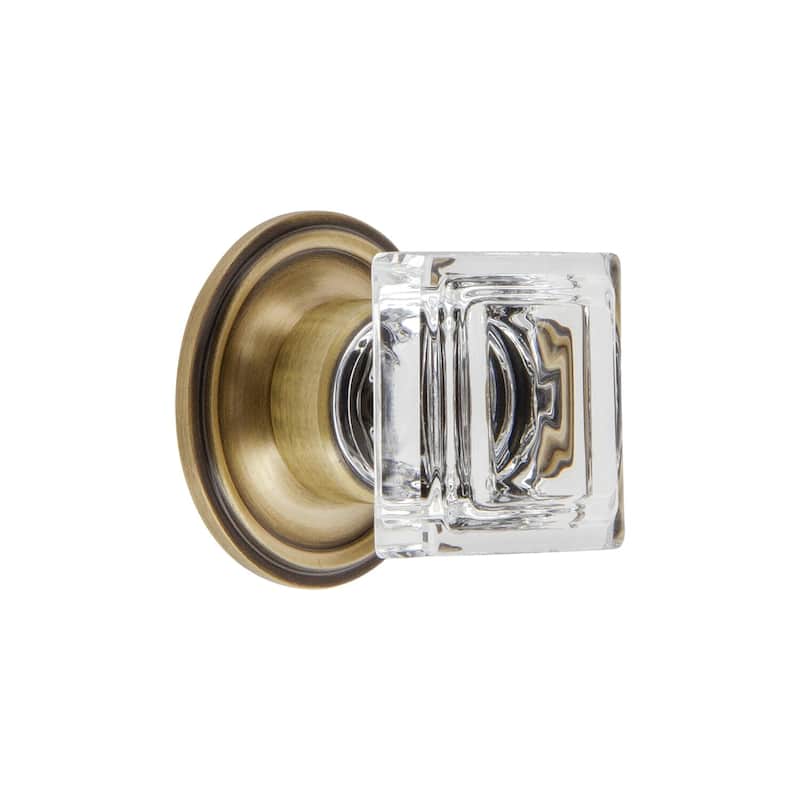Grandeur CARR-CRYS-KNOB-GEO Carre 1-1/4" Square Crystal Cabinet Knob - Vintage Brass