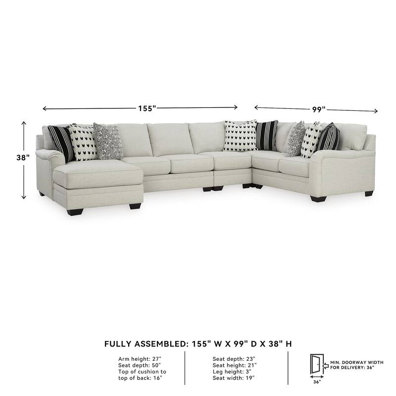 Signature Design by Ashley Huntsworth Dove Gray 5-Piece Sectional with Chaise - 155"W x 99"D x 38"H