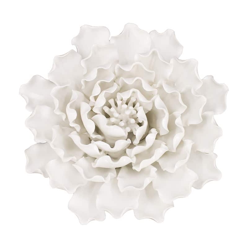 Modern Porcelain Flowers Sculpture Wall Decor Hanging Wall Decor, for Girls Room Hallway Farmhouse Home Decor