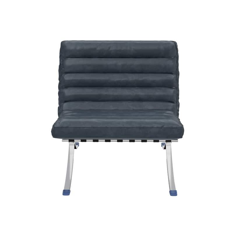 Mid Century Tufted Top Grain Leather Upholstered Lounge Chair