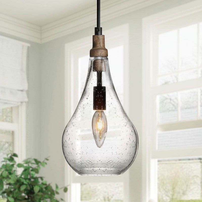 Marro Modern Farmhouse Mini Pendant Seeded Glass Teardrop Islands Lights Kitchen Dining Room
