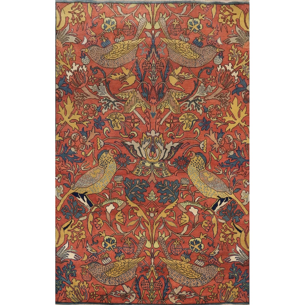 Hand Knotted Oriental 100% Wool Carpet Traditional All-Over Oranges & Rust Ziegler Area Rug - 11' 10'' X 9' 0''