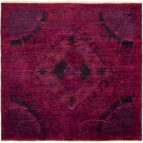 ECARPETGALLERY Hand-knotted Vibrance Dark Pink Wool Rug - 6'4 x 6'4