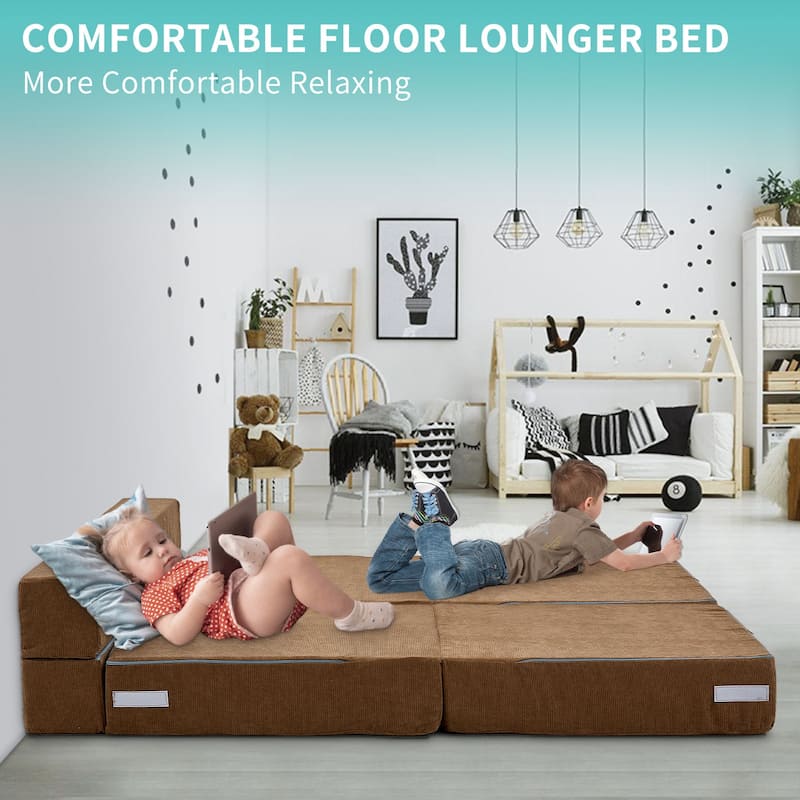DoCred Kids Folding Sofa, Convertible Floor Mattress, Bed, Play Couch