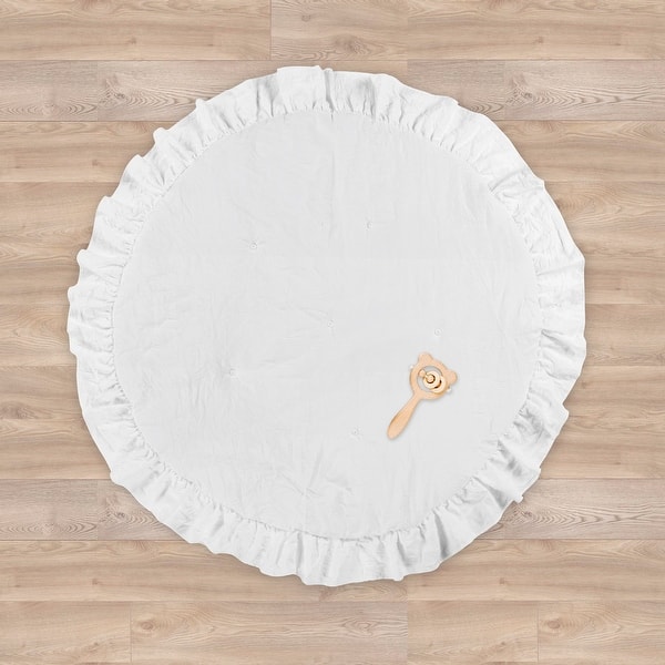 slide 2 of 26, Lush Decor Baby Round Ruffle Play Mat Single 36" Diameter - 36" Diameter White