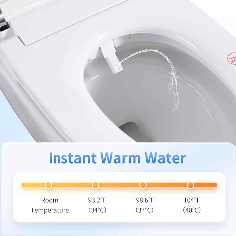 Tankless Smart Toilet With Bidet Built In, One-Piece Bidet Toilet Seat, Auto Flush, Auto Open/Close,Heated Seat,Remote Control
