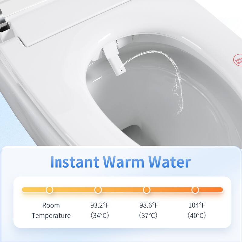 Tankless Smart Toilet with Built In Bidet. Auto Open Close. Heated Seat. Warm Water. Dryer. Foot Sensor
