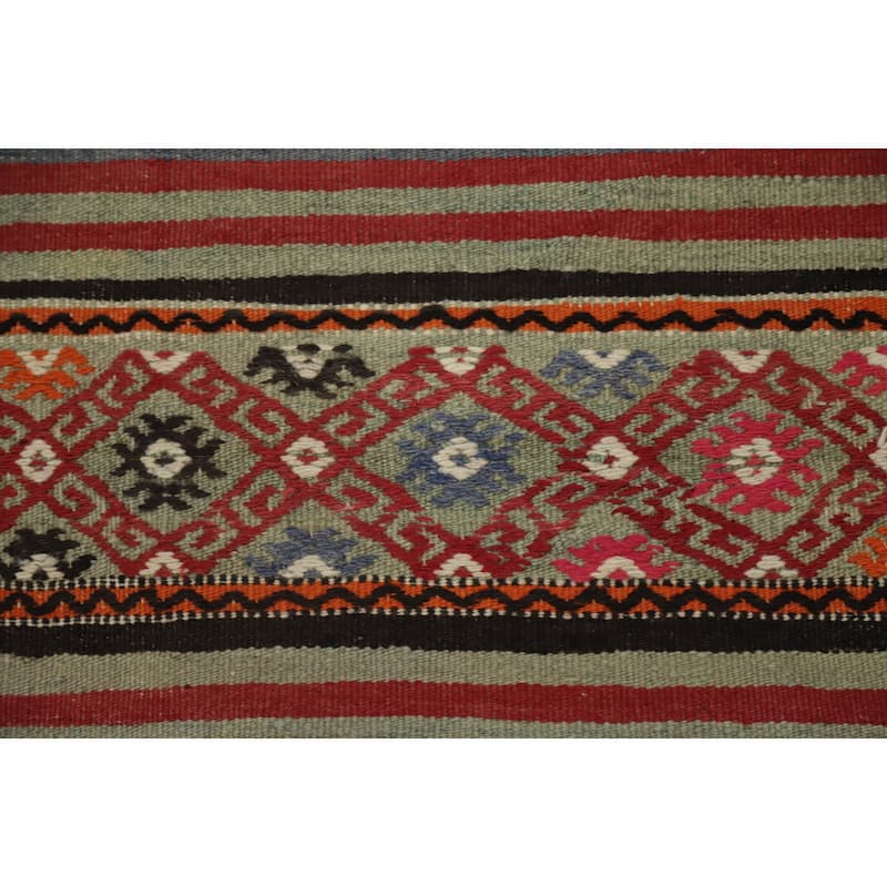 Hand Woven Oriental 100% Wool Carpet Southwestern Tribal Multi-Colored Kilim Area Rug - 8' 2'' X 5' 3''
