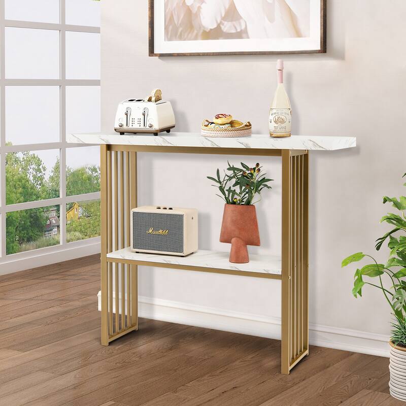 Gymax 48'' 2-Tier Entryway Hallway Console Table Couch Side Table for