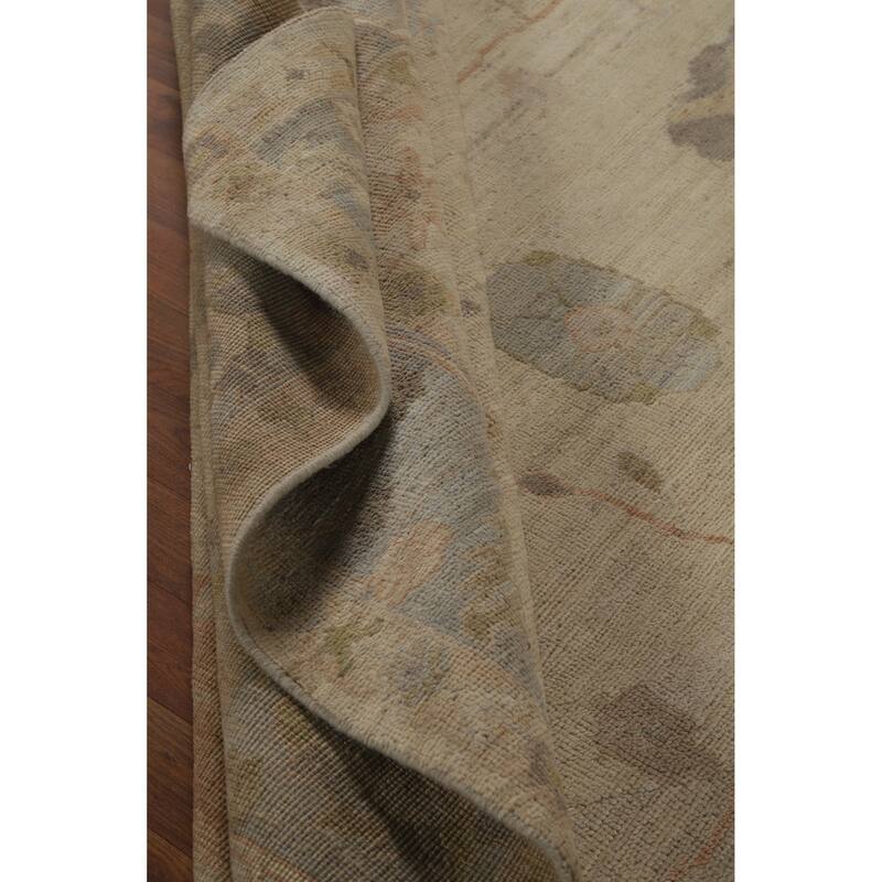 Hand Knotted Oriental 100% Wool Carpet Transitional All-Over Beige & Ivories Oushak Area Rug - 9' 9'' X 8' 2''